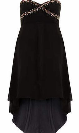 Womens Rubys Closet Black Dip Hem Dress- Black