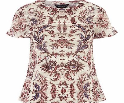 Dorothy Perkins Womens Ruffle sleeve diamante tee- Red DP56388426