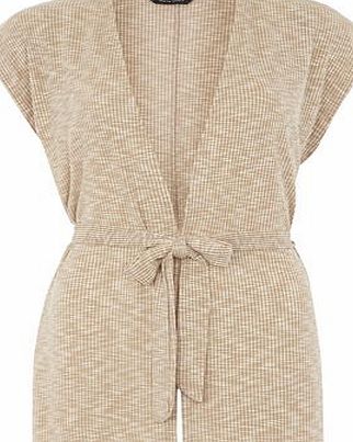 Dorothy Perkins Womens Sand Rib Sleeveless Cardigan- Sand