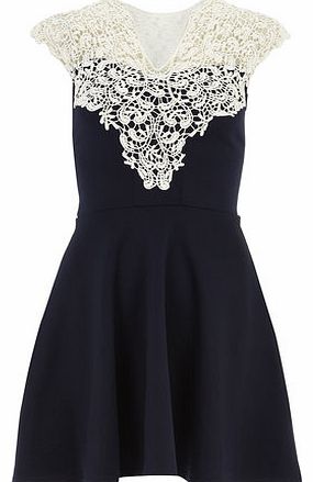 Dorothy Perkins Womens Scarlett B Navy lace skater dress- Blue