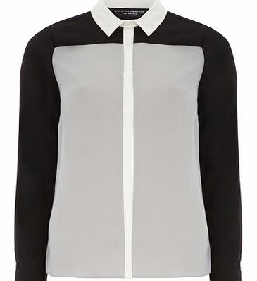 Womens Silver and Ivory Colour Block Shirt- Grey