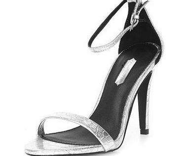 Dorothy Perkins Womens Silver Croc effect high minimal Sandals-