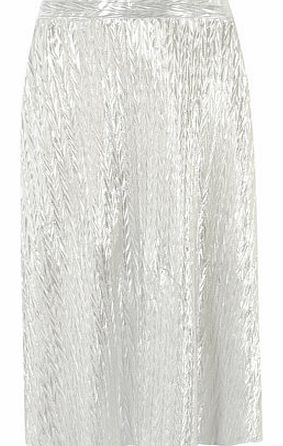 Dorothy Perkins Womens Silver Foil Midi Skirt- Silver DP14553360