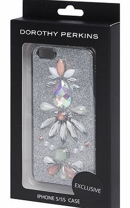 Dorothy Perkins Womens Silver Glitter iPhone Cover- Silver