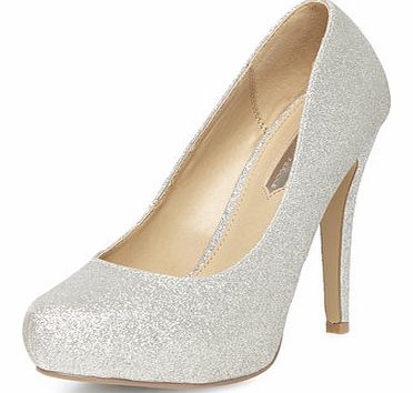 Dorothy Perkins Womens Silver glitter platform court shoes-