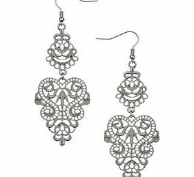 Dorothy Perkins Womens Silver Lace Chandelier Earring- Silver