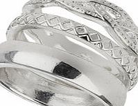 Dorothy Perkins Womens Silver Plated Textured Three Pack Rings-