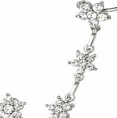 Dorothy Perkins Womens Silver Rhinestone Flower Cuff- Silver