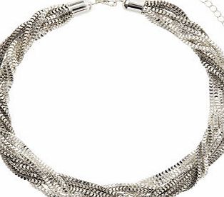 Dorothy Perkins Womens Silver Shiny Twist Necklace- Silver