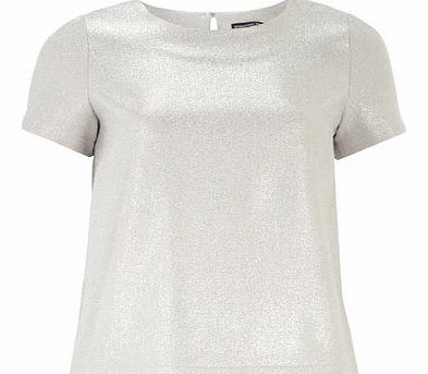 Dorothy Perkins Womens Silver sparkle Curve Hem Top- Gold