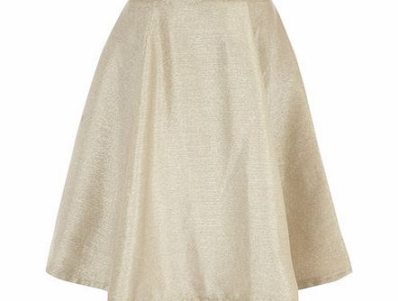 Dorothy Perkins Womens Silver sparkle midi skirt- Silver