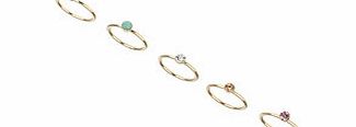 Dorothy Perkins Womens Six Stone Ring Pack- Multi Colour