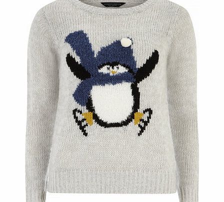 Dorothy Perkins Womens Skating Penguin Jumper- Grey DP55152512