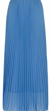 Womens Sky blue pleated maxi skirt- Blue