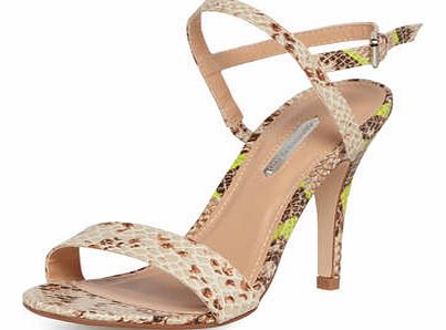 Womens Snake effect strappy sandals- Nude