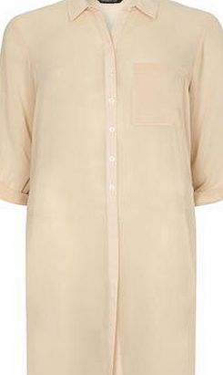 Dorothy Perkins Womens Stone Chiffon Long Line Shirt- White