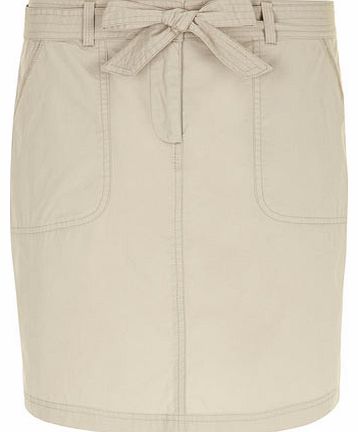 Womens Stone poplin belted skirt- White DP74417782