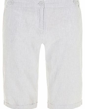 Dorothy Perkins Womens Stone Stripe Linen Knee Shorts- Stone
