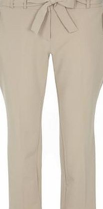 Dorothy Perkins Womens Stone Tie Waist Tapered Trousers- Stone