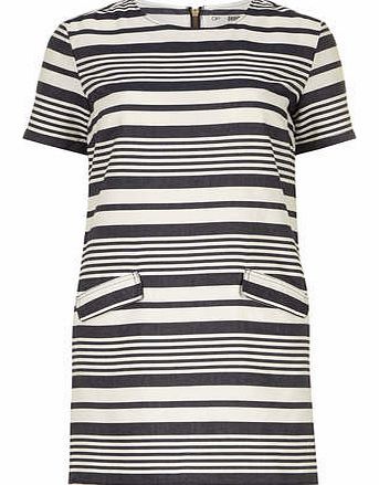 Dorothy Perkins Womens Stripe Denim Tunic Dress- Blue DP70285223