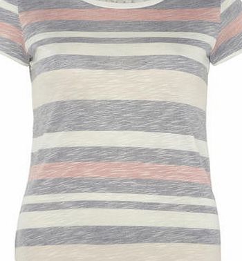 Dorothy Perkins Womens Stripe Zip Lace Jersey Knit Top- Multi