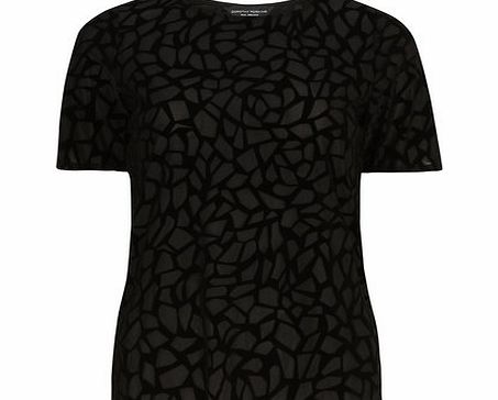Dorothy Perkins Womens Tall Black Abstract Devore Tee- Black