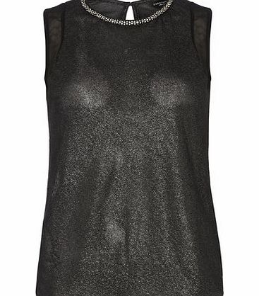 Dorothy Perkins Womens Tall Black Lurex Trim Top- Black DP05482001
