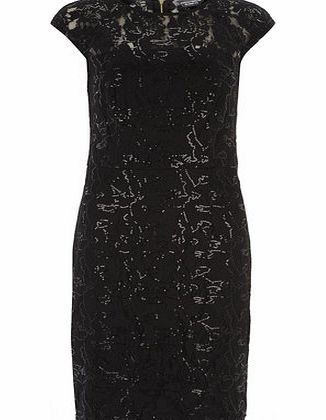 Dorothy Perkins Womens Tall black sequined pencil dress- Black