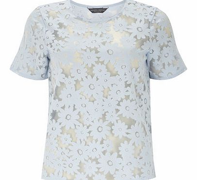 Dorothy Perkins Womens Tall Blue Daisy Burnout Tee- Blue