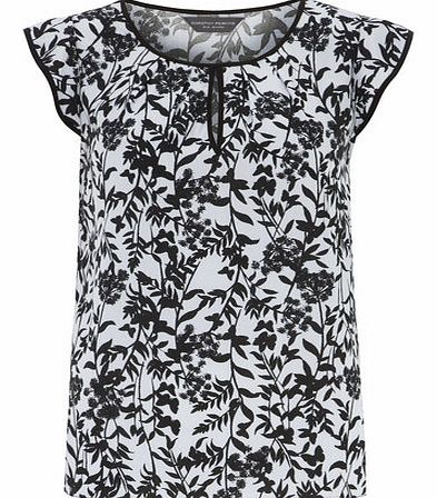 Womens Tall Blue Piped Flutter Sleeve- Blue