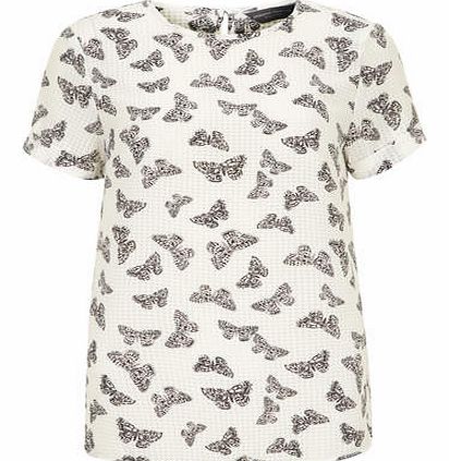 Womens Tall Butterfly Print Tee- White DP05466520