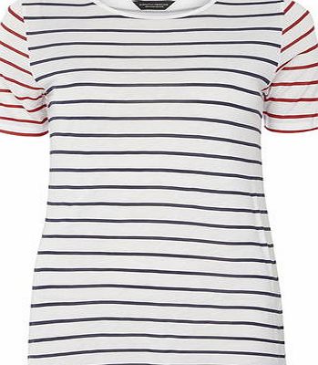 Dorothy Perkins Womens Tall Contrast Stripe Tee- White DP56435382
