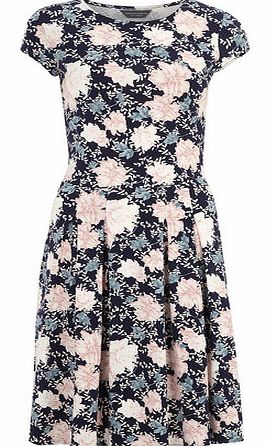 Dorothy Perkins Womens Tall floral boxpleat dress- Navy DP56385010