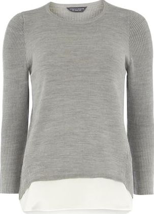 Dorothy Perkins, 1134[^]262015000711917 Womens Tall Grey Chiffon Layer Jumper- Grey