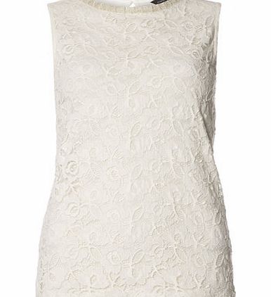 Dorothy Perkins Womens Tall Ivory Bling Lace Shell Top- Ivory