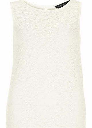 Dorothy Perkins Womens Tall Ivory lace front shell Top- Ivory