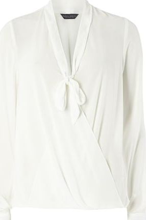 Dorothy Perkins, 1134[^]262015000706025 Womens Tall Ivory Pussybow Blouse- White