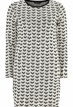Dorothy Perkins Womens Tall Jacquard Heart Tunic- White DP56392933