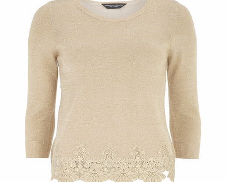 Dorothy Perkins Womens Tall Metallic Hem Jumper- Rose Gold