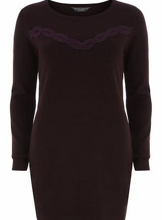 Womens Tall mulberry lace yoke tunic- Burgundy