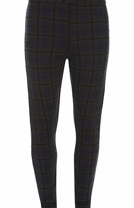 Dorothy Perkins Womens Tall Navy and Green Check Treggings-