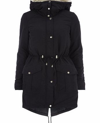 Dorothy Perkins Womens Tall Navy Borg Shawl Parka- Navy DP92254723