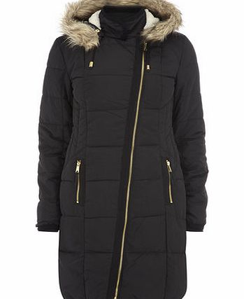 Dorothy Perkins Womens Tall Navy Padded Zip Trim Coat- Blue