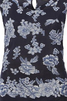 Dorothy Perkins Womens Tall Navy Scallop Hem Shell Top- Blue