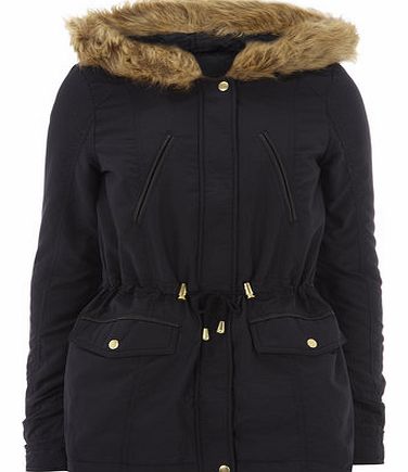 Dorothy Perkins Womens Tall Navy Short Faux Fur Parka- Blue