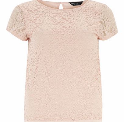 Dorothy Perkins Womens Tall nude lace front tee- Blush DP56380635