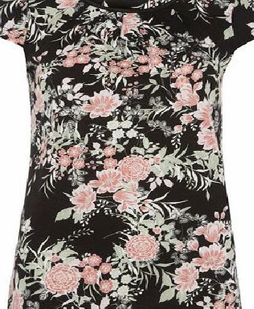 Dorothy Perkins Womens Tall Oriental Satin Trim Tee- Black