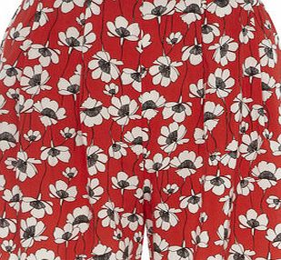 Dorothy Perkins Womens Tall Red Floral Shorts- Red DP14572446