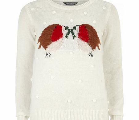 Dorothy Perkins Womens Tall Snowball Robin Jumper- White