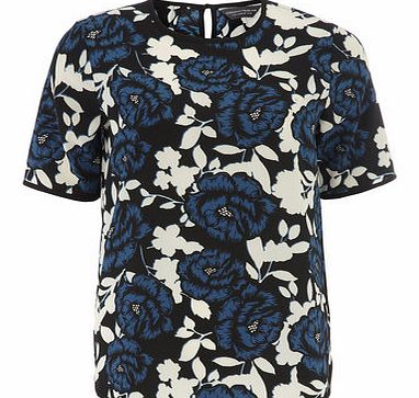 Dorothy Perkins Womens Tall Teal Floral Print Tee- Blue DP05497181